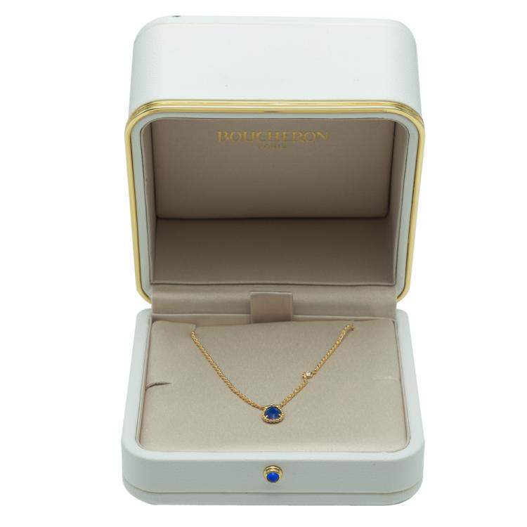 Pre Owned Boucheron Serpent Boheme XS Lapis Lazuli Yellow Gold Diamond Necklace