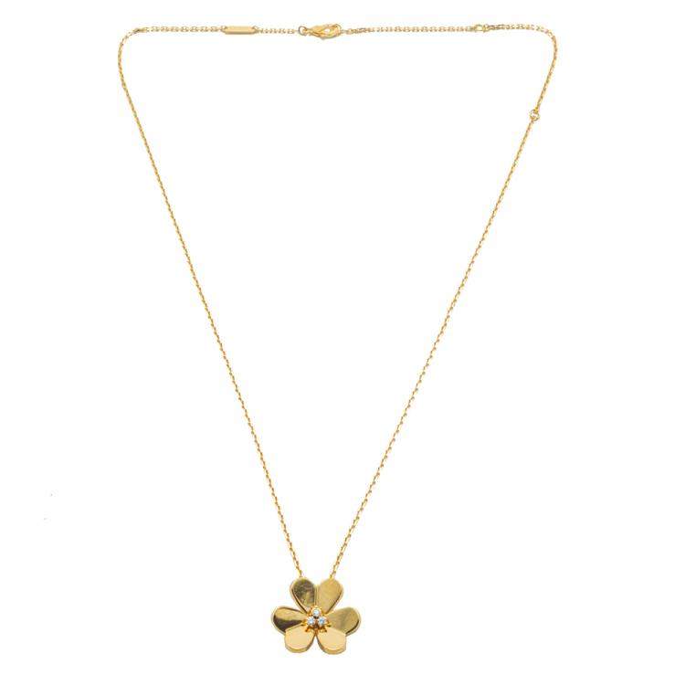 Pre Owned Van Cleef & Arpels Yellow Gold Frivole Diamond Necklace