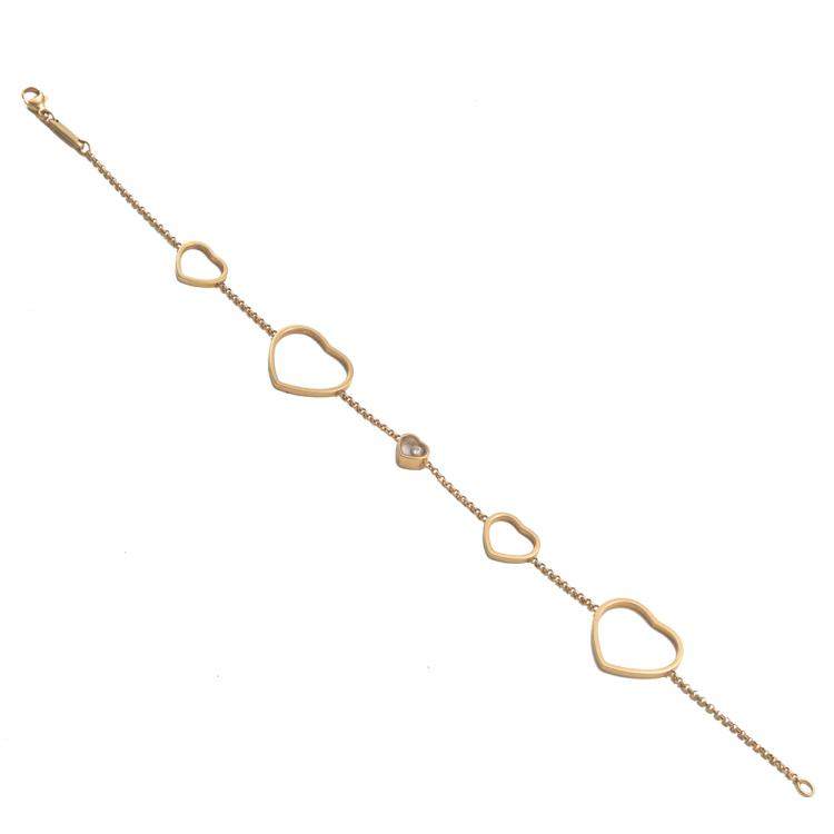 Pre Owned Chopard Rose Gold Happy Hearts Diamond Bracelet