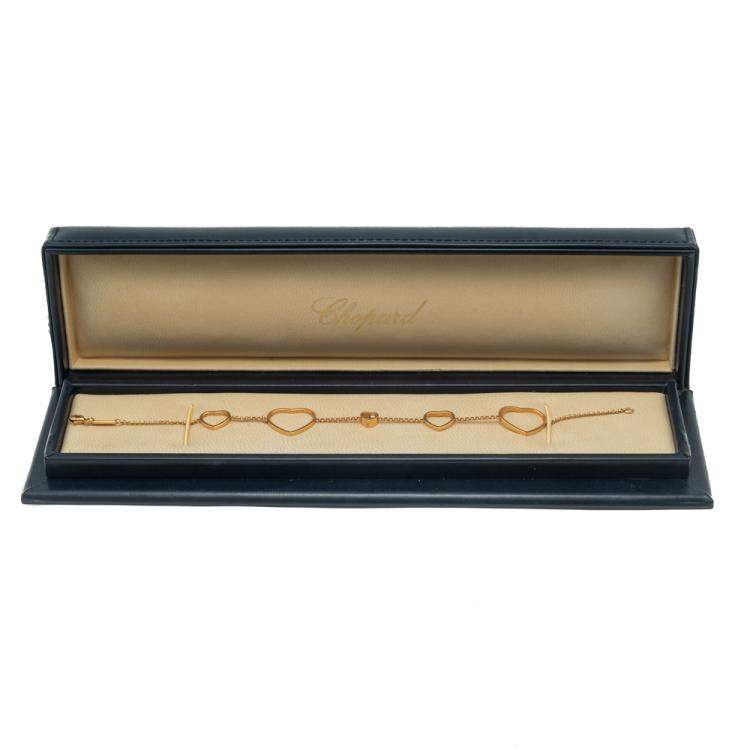 Pre Owned Chopard Rose Gold Happy Hearts Diamond Bracelet