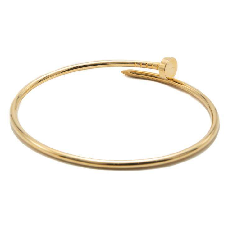 Pre Owned Cartier Juste Un Clou Yellow Gold Small Model Bracelet Size 18