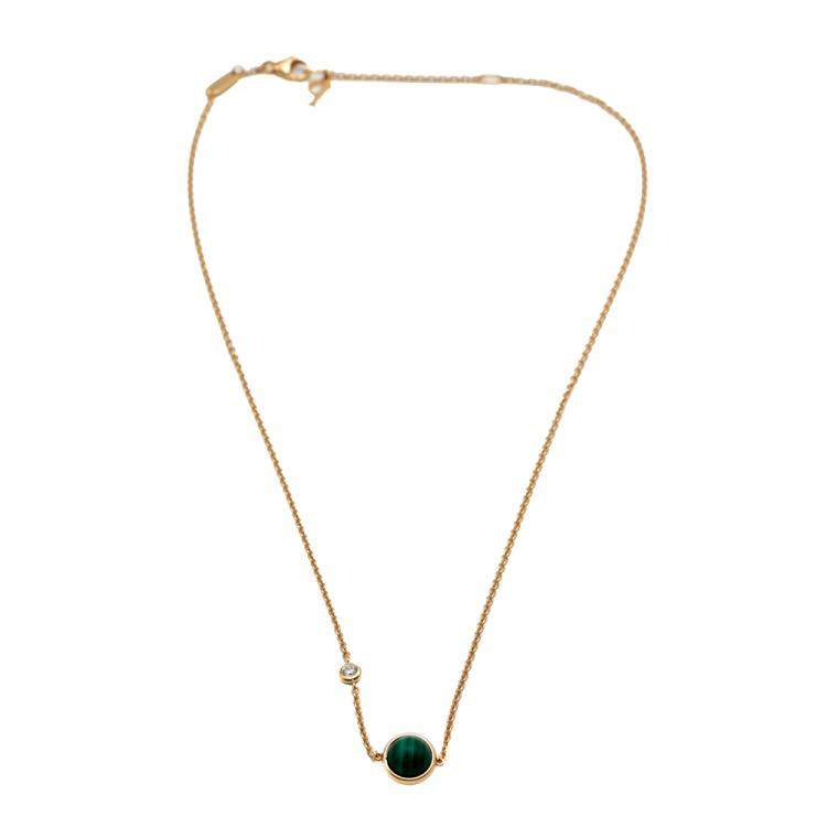Pre Owned Piaget Malachite Possession Rose Gold Diamond Necklace