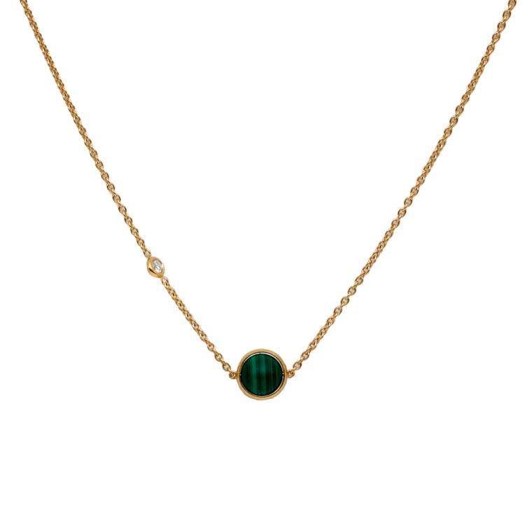 Pre Owned Piaget Malachite Possession Rose Gold Diamond Necklace