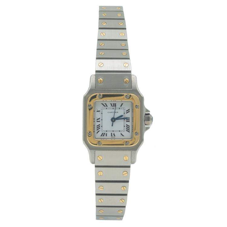 Cartier White Santos Steel Yellow Gold Automatic Women S Watch