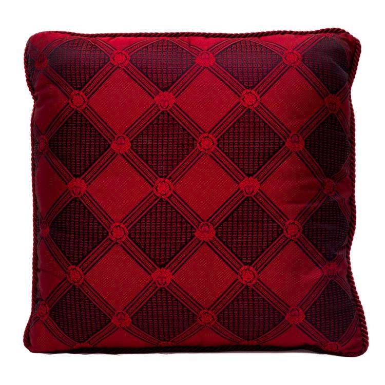 Pre Owned Versace Medusa Red & Black Cotton Cushion
