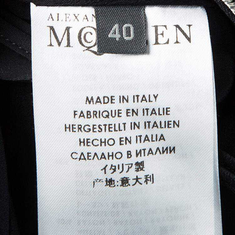 مملوكة مسبقًا Alexander McQueen Black Velvet Jacquard Leaf Pattern Sleeveless Dress S