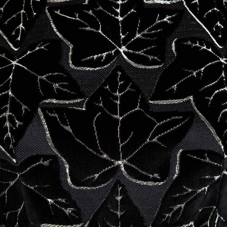 مملوكة مسبقًا Alexander McQueen Black Velvet Jacquard Leaf Pattern Sleeveless Dress S