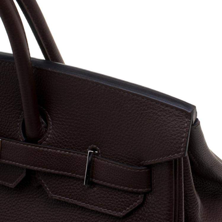Pre Owned Hermes Cacao Togo Leather Palladium Hardware Birkin 35 Bag