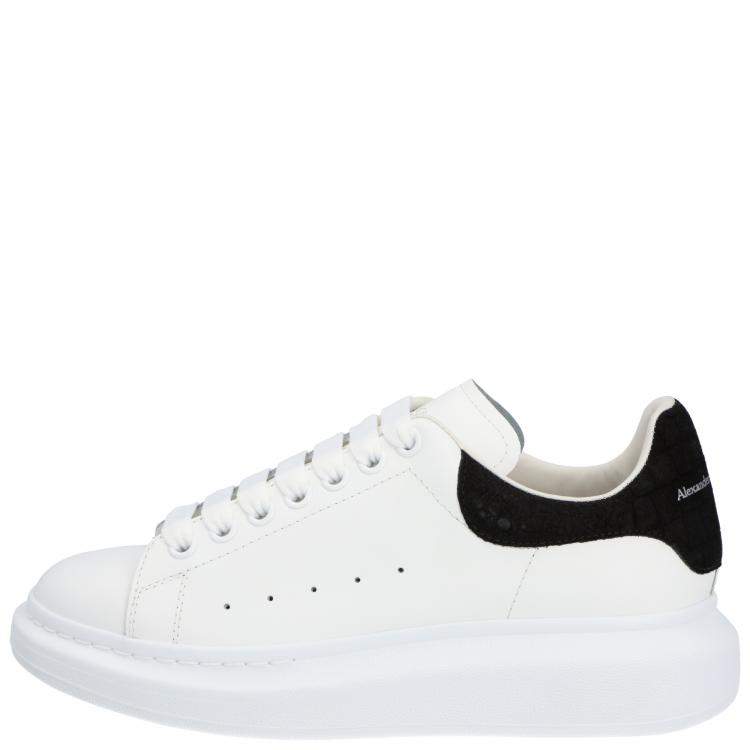 Pre Owned Alexander McQueen White/Black Leather Oversized Sneaker EU 41