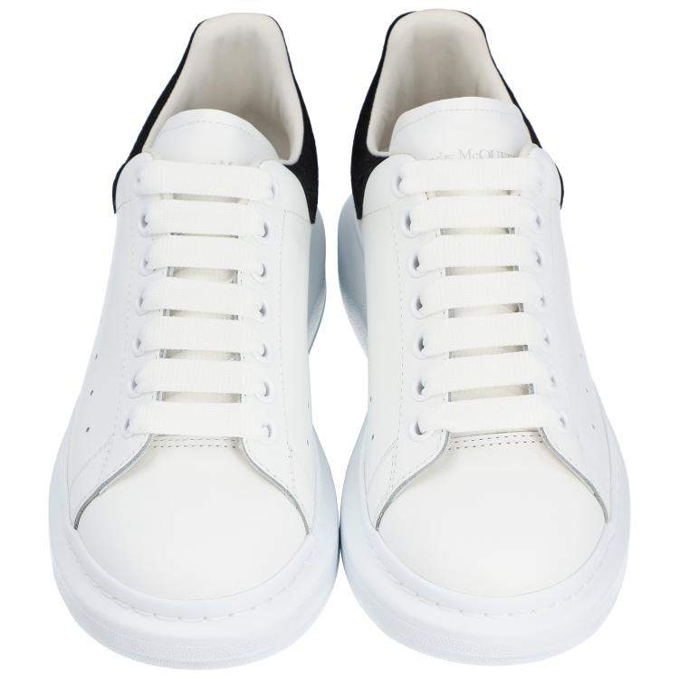 Pre Owned Alexander McQueen White/Black Leather Oversized Sneakers EU 41.5