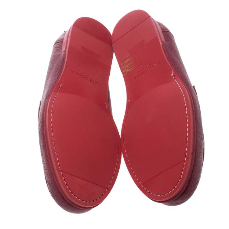 Pre Owned Dolce & Gabbana Red Leather Genova Loafers Size 43
