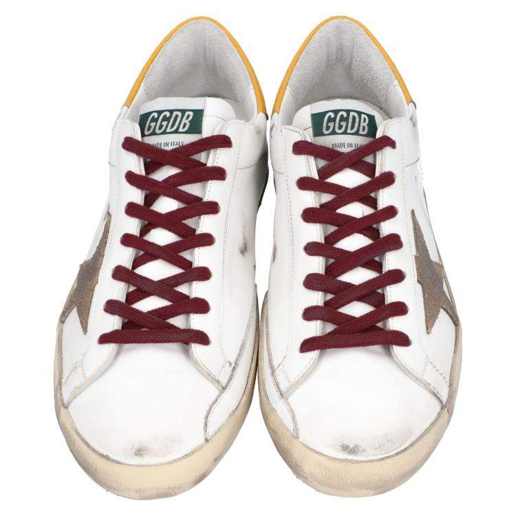 Pre Owned Golden Goose White/Yellow Leather Superstar Sneaker Size EU 43