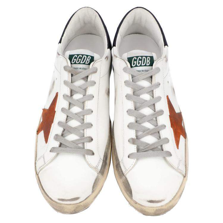 Pre Owned Golden Goose White / Black / Red Leather Superstar Sneakers Size EU 42