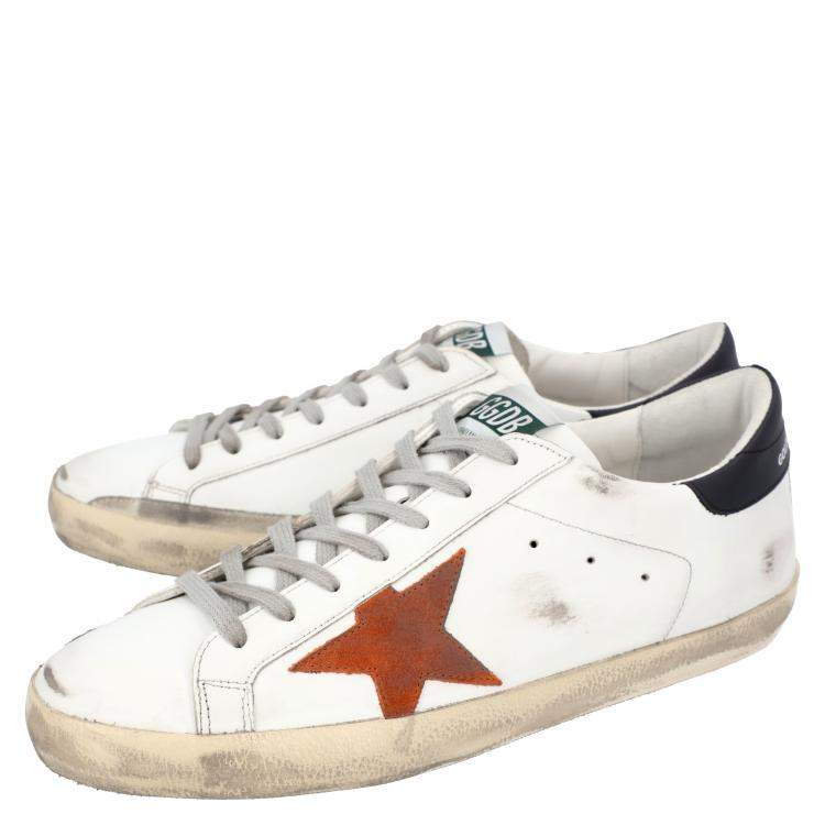 مملوكة مسبقًا Golden Goose White / Black / Red Leather Superstar Sneakers Size EU 43