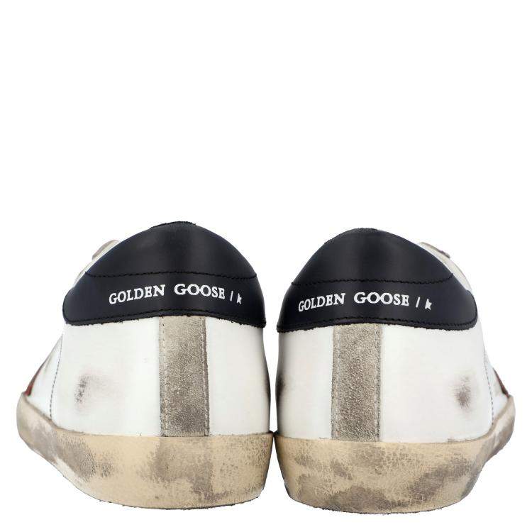 مملوكة مسبقًا Golden Goose White / Black / Red Leather Superstar Sneakers Size EU 43