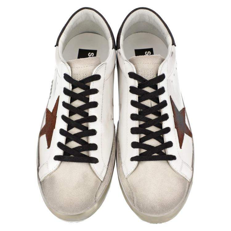 Pre Owned Golden Goose White/Black/Red Leather Superstar Sneakers Size EU 41