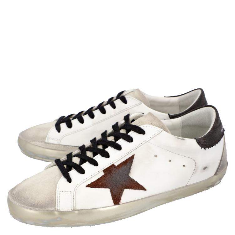 Pre Owned Golden Goose White/Black/Red Leather Superstar Sneakers Size EU 41