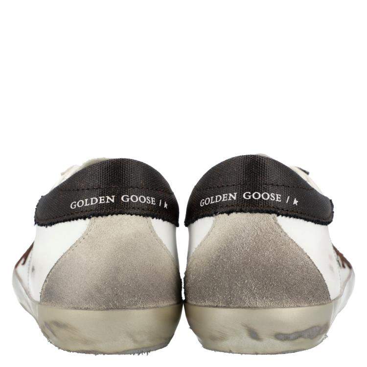 Pre Owned Golden Goose White/Black/Red Leather Superstar Sneakers Size EU 41