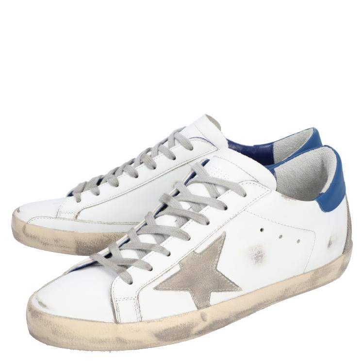 Pre Owned Golden Goose White/Blue Leather Superstar Sneakers Size EU 41