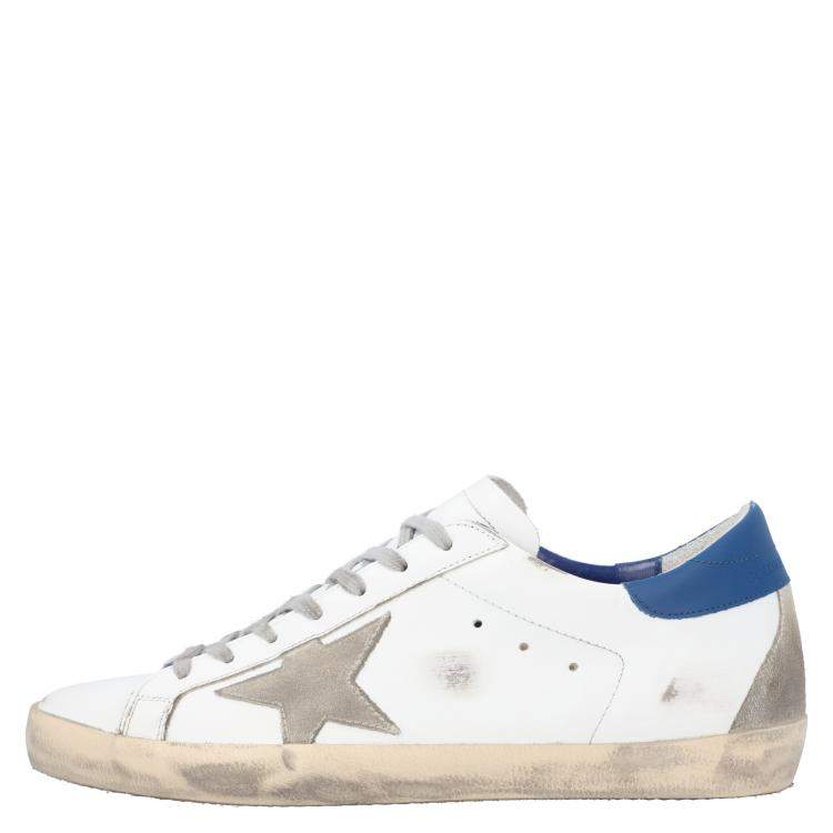 Pre Owned Golden Goose White/Blue Leather Superstar Sneaker Size EU 42