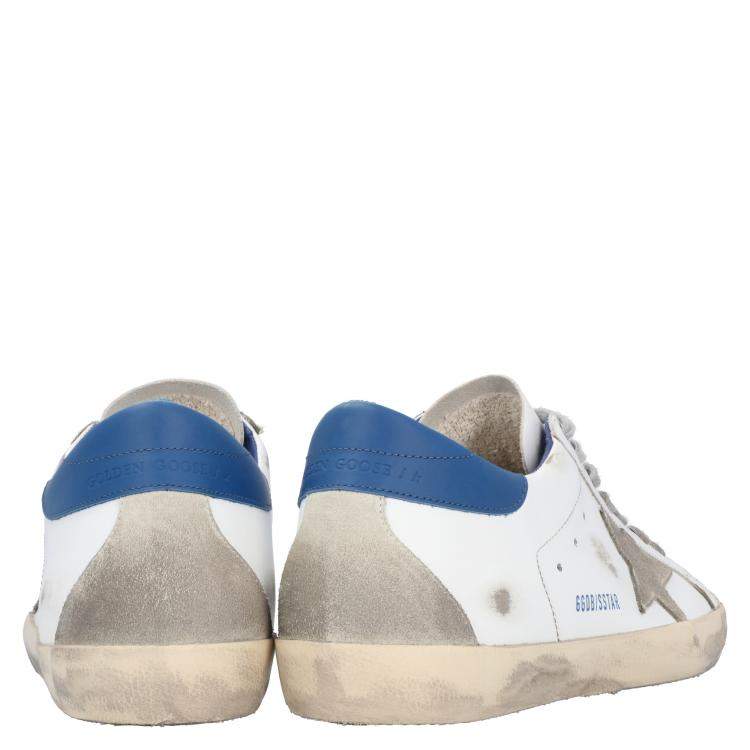 Pre Owned Golden Goose White/Blue Leather Superstar Sneakers Size EU 41