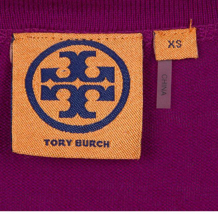Pre Owned Tory Burch Purple Simone Cardigan XS