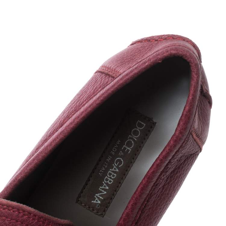Pre Owned Dolce & Gabbana Red Leather Genova Loafers Size 43
