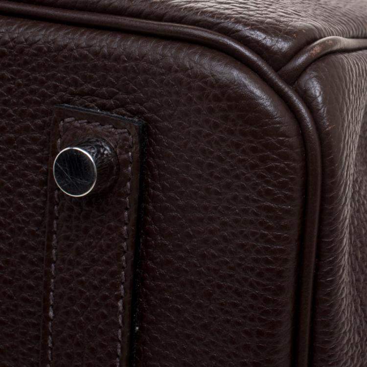 Pre Owned Hermes Cacao Togo Leather Palladium Hardware Birkin 35 Bag