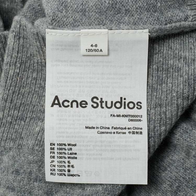 Pre Owned Acne Studios Kids Grey Wool Knit Cardigan 4-6Yrs