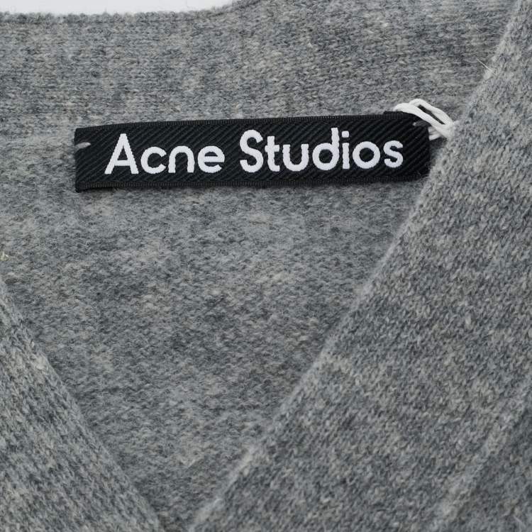 Pre Owned Acne Studios Kids Grey Applique Wool Cardigan 6/8 Y 
