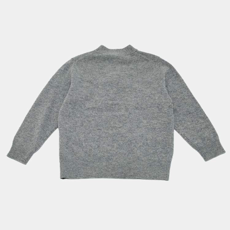 Pre Owned Acne Studios Kids Grey Applique Wool Cardigan 6/8 Y 