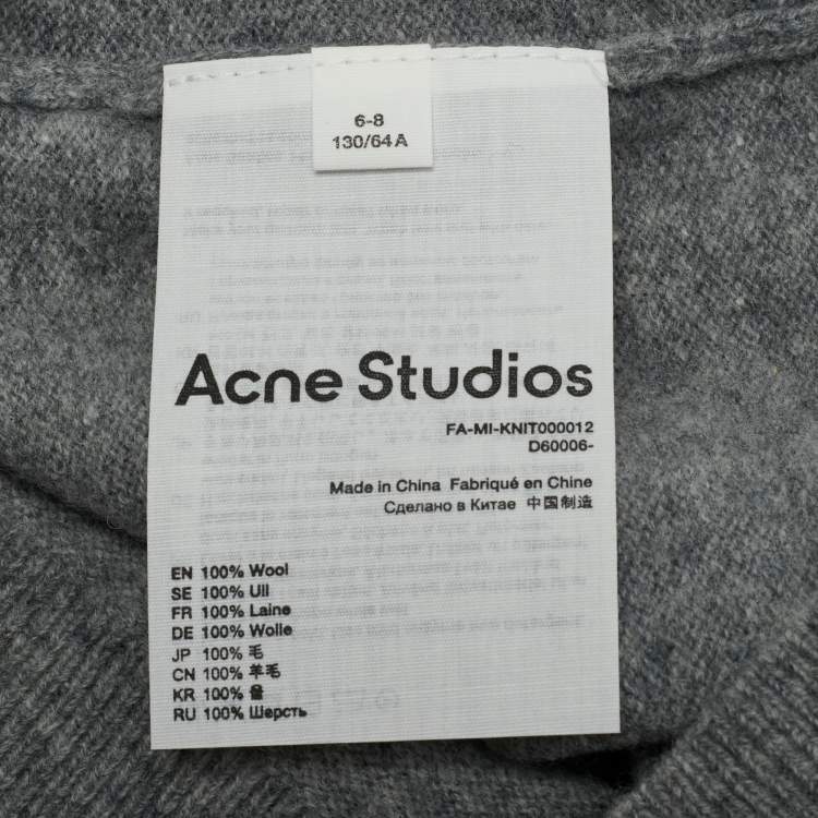 Pre Owned Acne Studios Kids Grey Applique Wool Cardigan 6/8 Y 