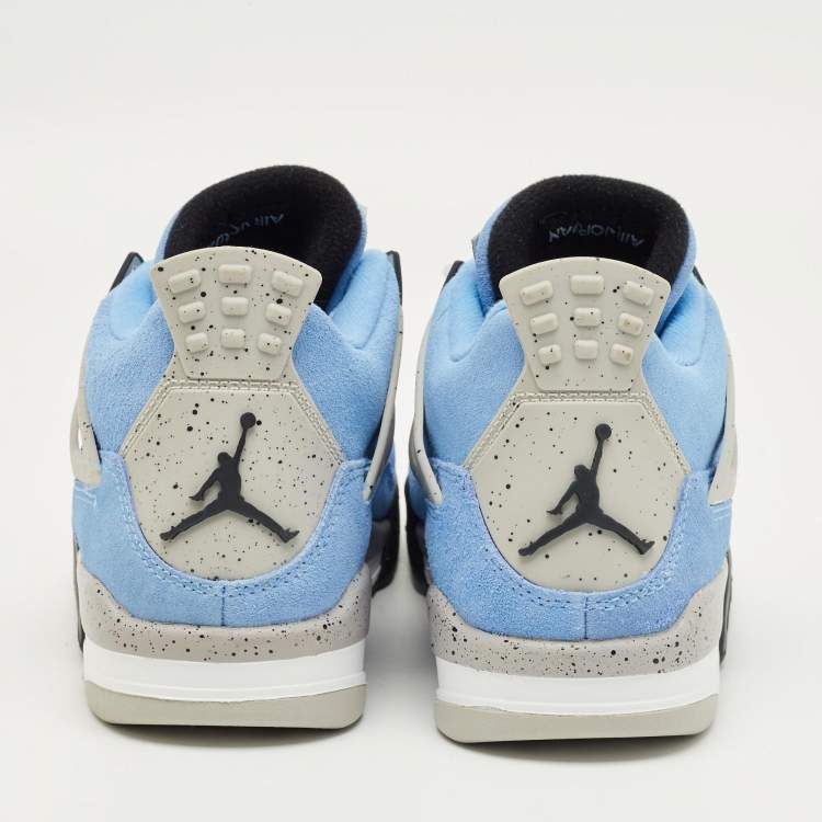 Pre Owned Air Jordans Blue Suede Jordan 4 Retro University Blue Sneakers Size 40