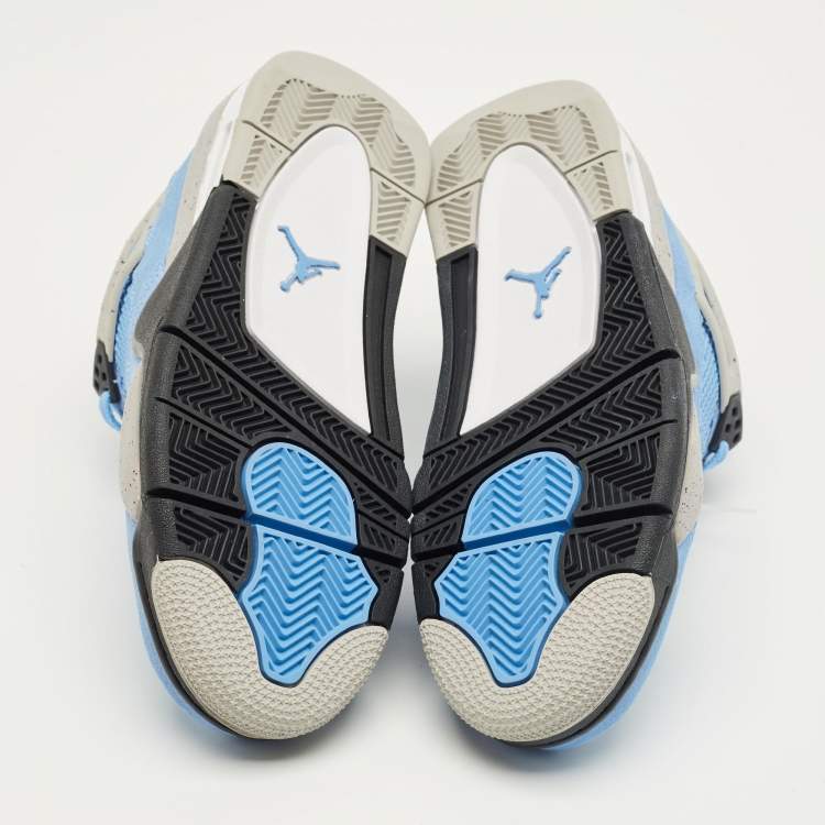 Pre Owned Air Jordans Blue Suede Jordan 4 Retro University Blue Sneakers Size 40