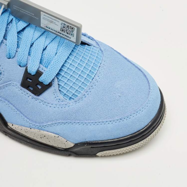 Pre Owned Air Jordans Blue Suede Jordan 4 Retro University Blue Sneakers Size 40