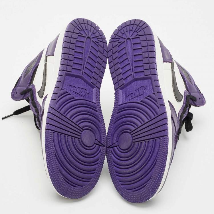 Pre Owned Air Jordans Purple/White Leather Jordan 1 Retro High Court Sneakers Size 39