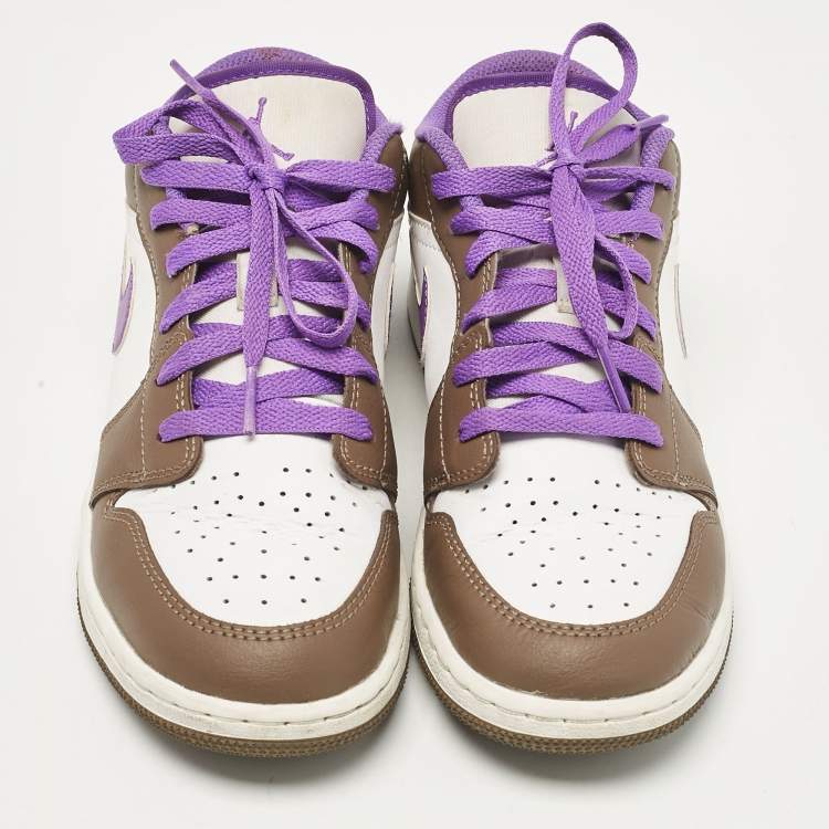 Pre Owned Air Jordans Multicolor Leather Jordan 1 Low Palomino Wild Berry Sneakers Size 38 (GS)