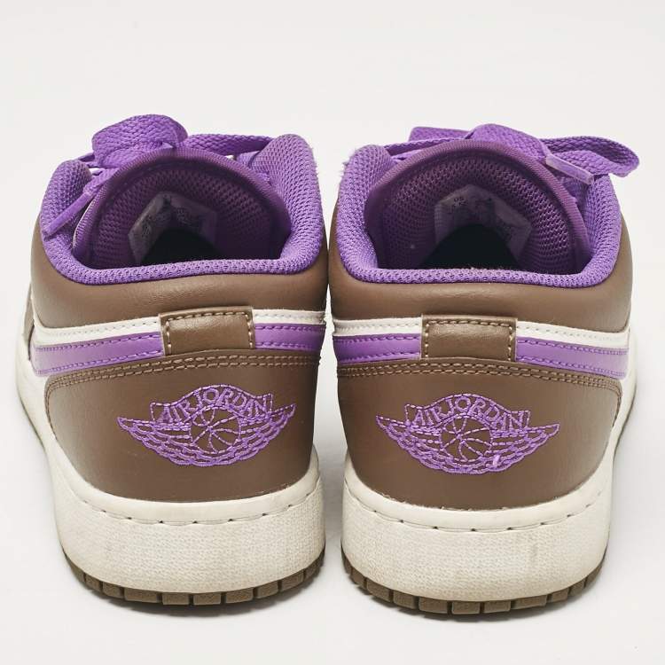 Pre Owned Air Jordans Multicolor Leather Jordan 1 Low Palomino Wild Berry Sneakers Size 38 (GS)