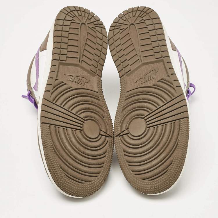 Pre Owned Air Jordans Multicolor Leather Jordan 1 Low Palomino Wild Berry Sneakers Size 38 (GS)