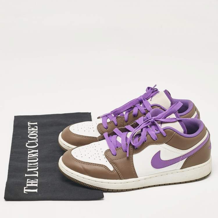 Pre Owned Air Jordans Multicolor Leather Jordan 1 Low Palomino Wild Berry Sneakers Size 38 (GS)