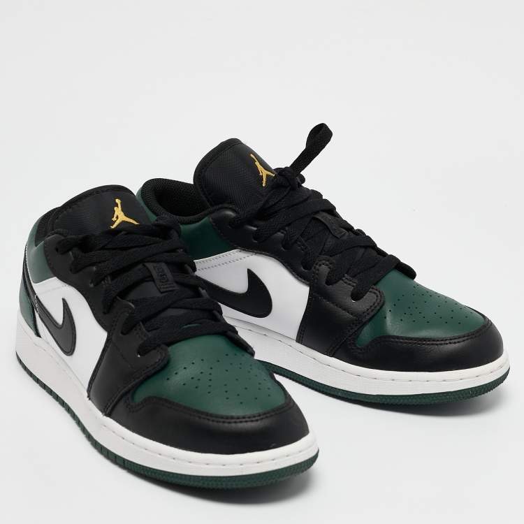 Pre Owned Air Jordans Multicolor Leather Jordan 1 Low Green Toe Sneakers Size 38.5 (GS)