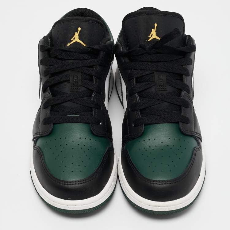 Pre Owned Air Jordans Multicolor Leather Jordan 1 Low Green Toe Sneakers Size 38.5 (GS)