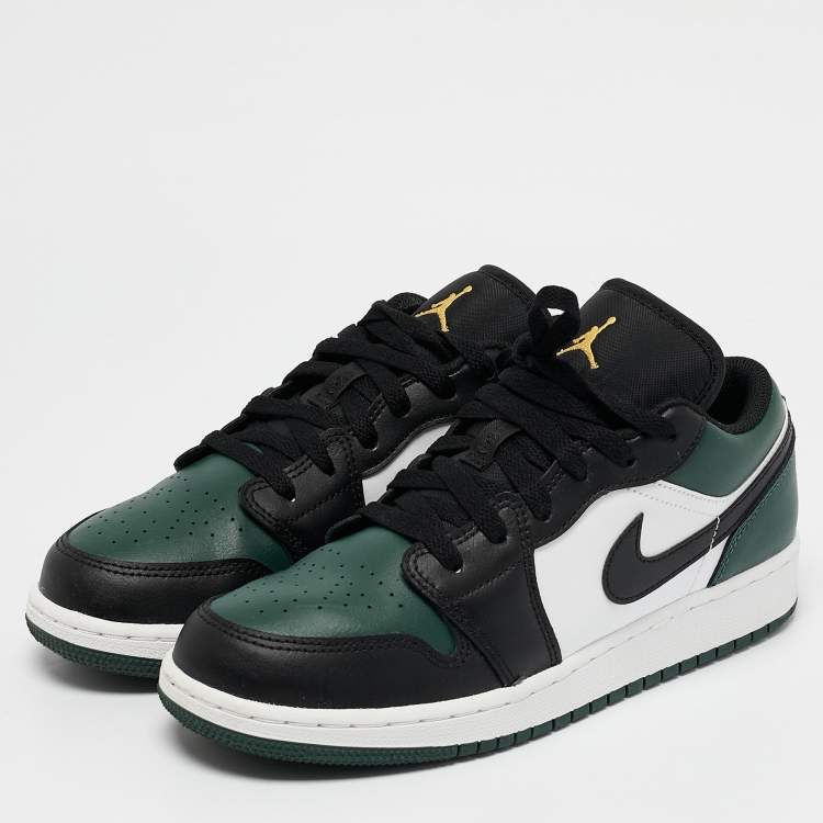 Pre Owned Air Jordans Multicolor Leather Jordan 1 Low Green Toe Sneakers Size 38.5 (GS)