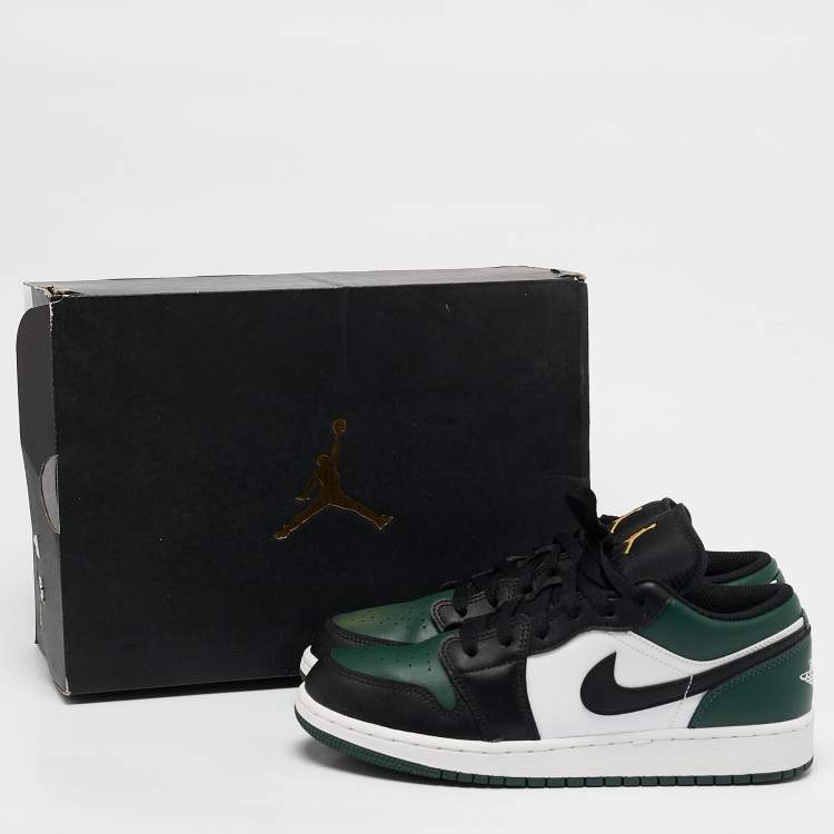 Pre Owned Air Jordans Multicolor Leather Jordan 1 Low Green Toe Sneakers Size 38.5 (GS)