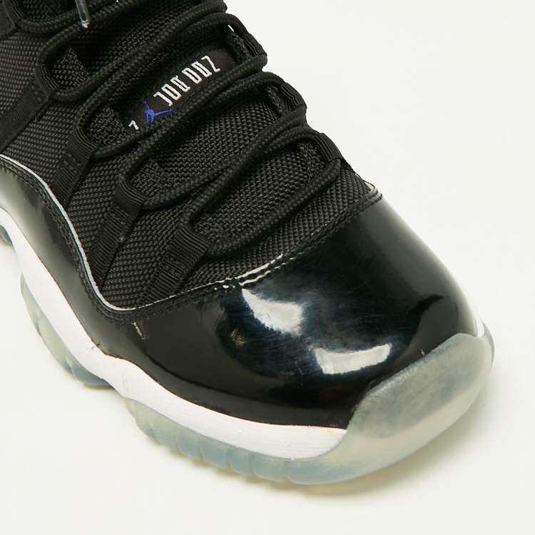 Pre Owned Air Jordans Black Patent Leather Jordan 11 Retro Space Jam Sneakers Size 38.5 (GS)