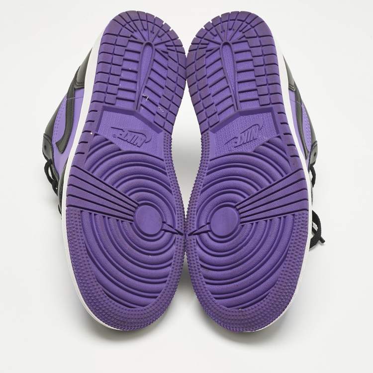 Pre Owned Air Jordans Purple/Black Leather Jordan 1 Low Purple Venom Sneakers Size 37.5