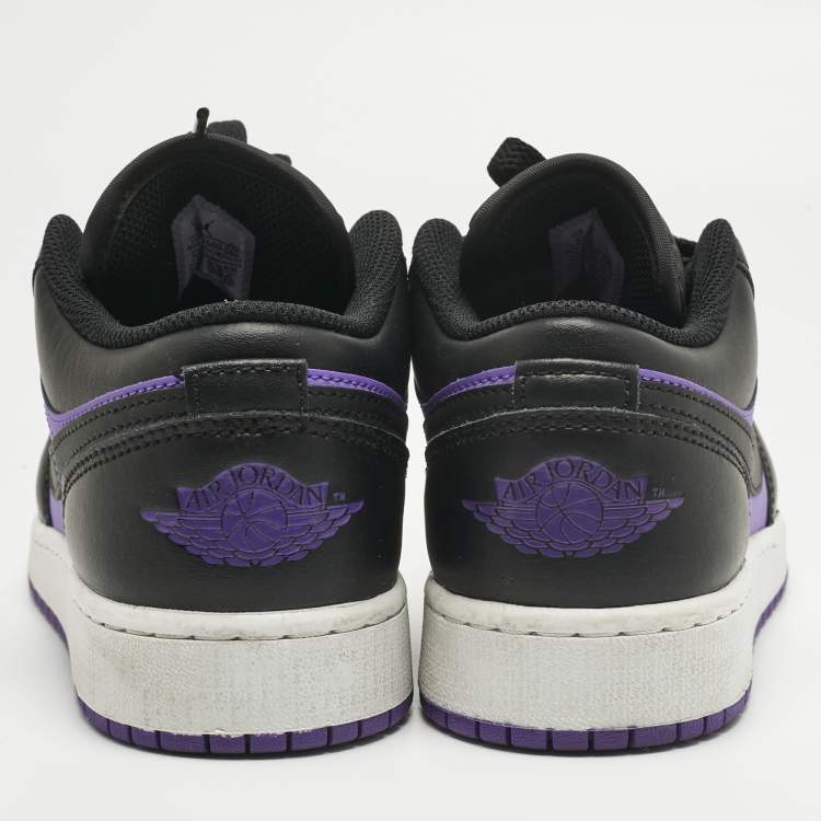 Pre Owned Air Jordans Purple/Black Leather Jordan 1 Low Purple Venom Sneakers Size 37.5