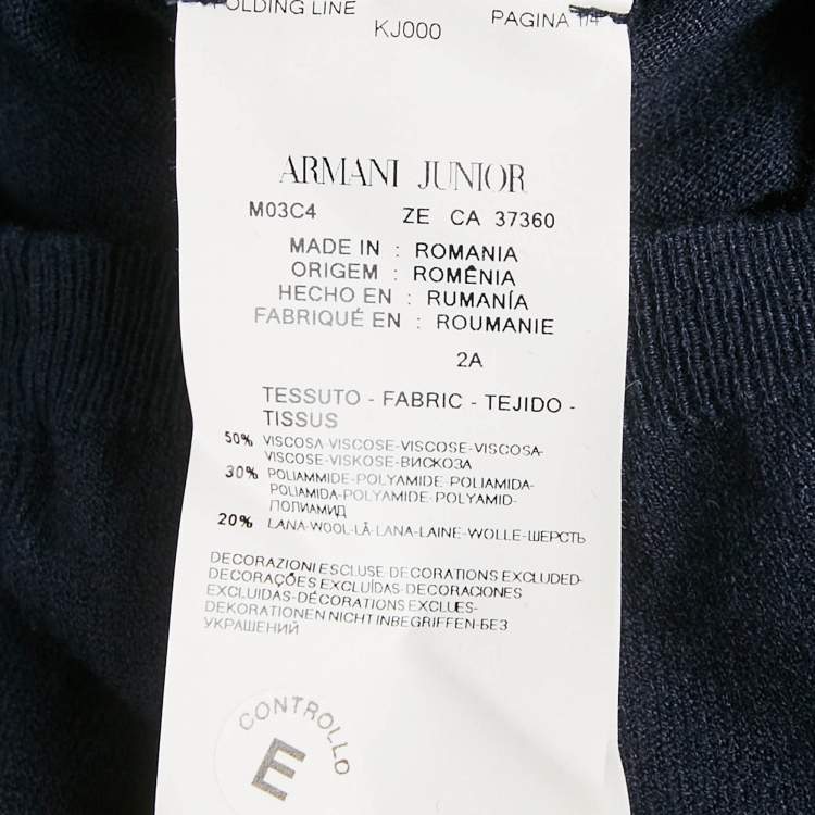 Pre Owned Armani Junior Navy Blue Jersey Button Front Cardigan 2 Yrs