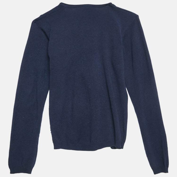 Pre Owned Armani Junior Navy Blue Jersey Button Front Cardigan 2 Yrs