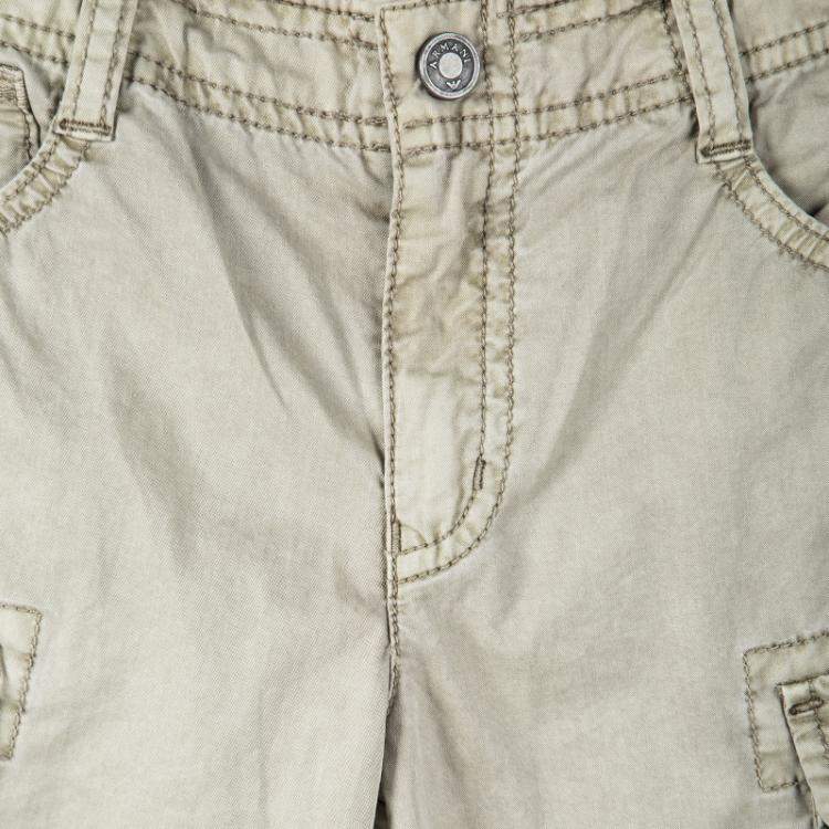 Pre Owned Armani Junior Beige Cold Pigment Overdyed Cotton Cargo Pants 8Yrs
